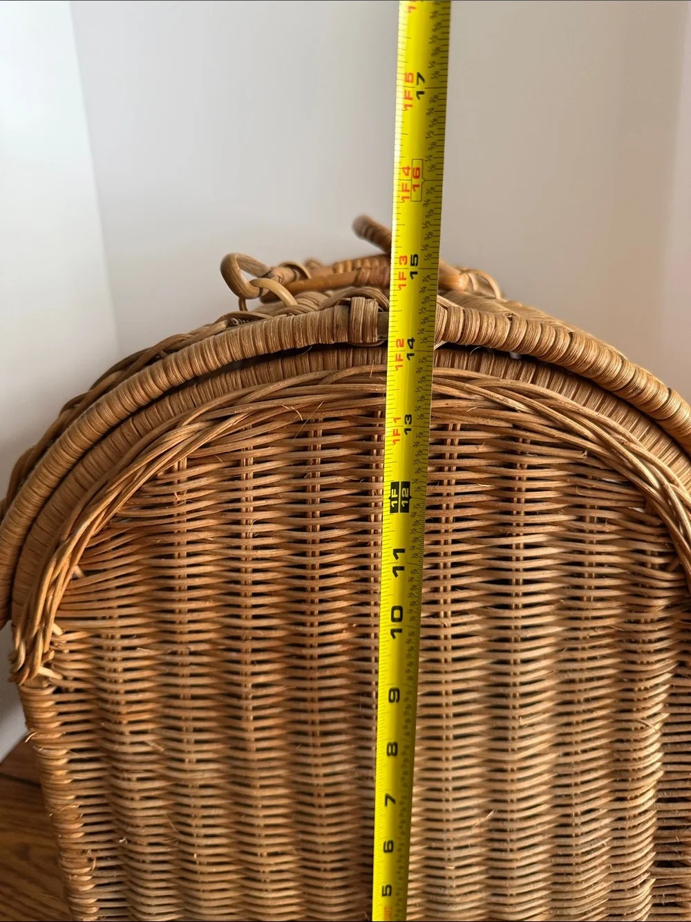 Vintage Natural Wicker Storage Basket with Handle - Tan